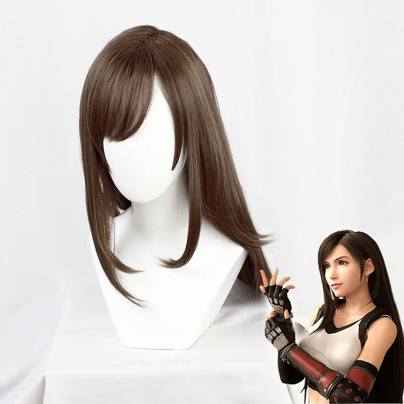 FF7 Final Fantasy Tifa Lockhart Косплэй длинный прямой термостойкий синтетический парик для