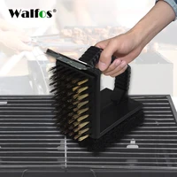 walfos 1pc cleaner triple barbecue grill brush copper steel cleaning brushes barbecue bbq cleaning brushes bbq accessories