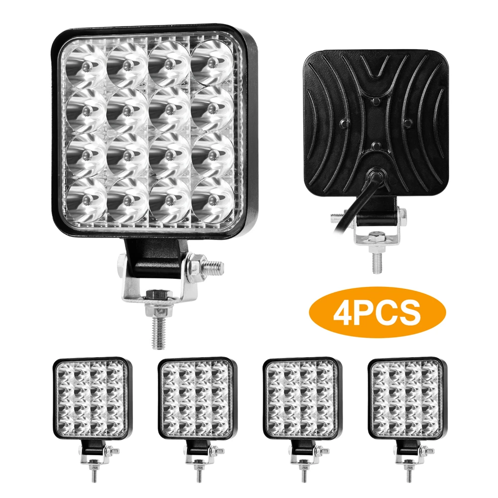 

1/4 шт. машинка для стрижки 48 Вт светодиодный SUV Грузовик Авто квадратный рабочий светильник Точечный светильник 12/24V 6500K белый Водонепроницае...