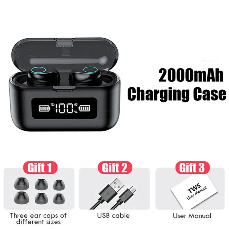 

Wireless Bluetooth-compatible V5.0 Earphone With Microphone Waterproof 20-20000Hz Headphones Headsets Type c Connection