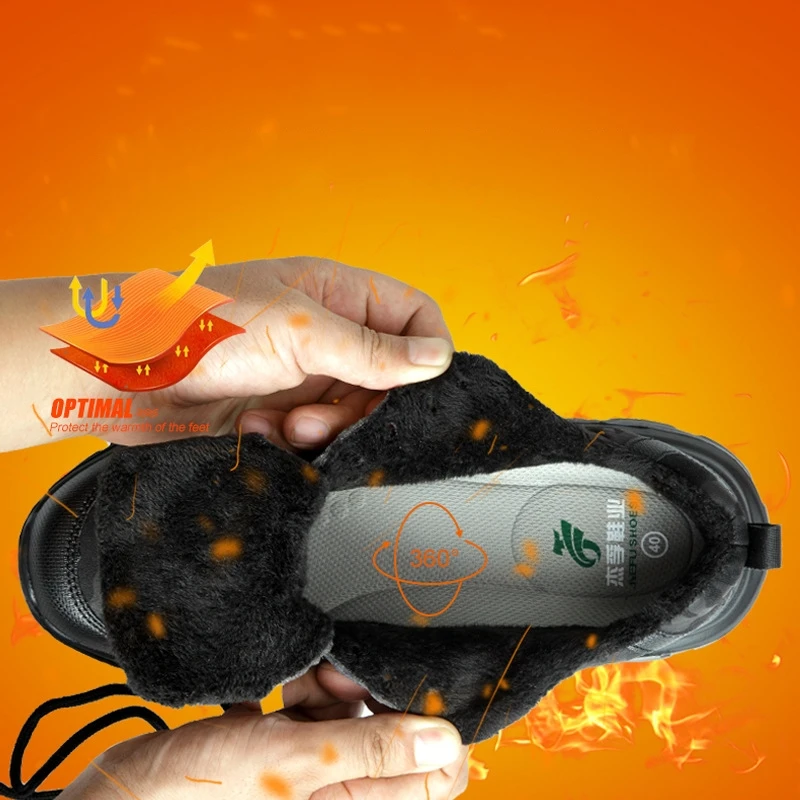 Мужские зимние теплые рабочие ботинки со стальным носком легкие строительные