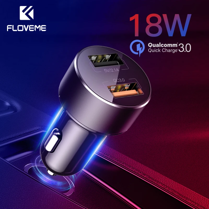Автомобильное зарядное устройство Floveme с двумя USB портами 18 Вт|Зарядные
