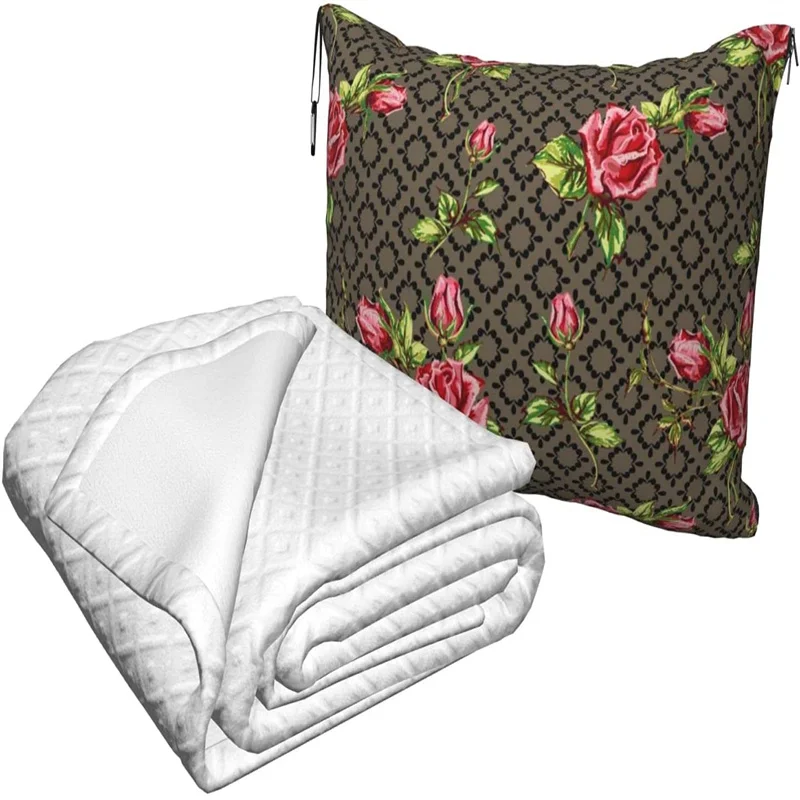 barato Vintage Rosa Tecido Viagem Travesseiro Cobertor Dois-em-um Mochila Cinta E Compacto Avião Saco Cintura Suporte 60x43 Polegadas