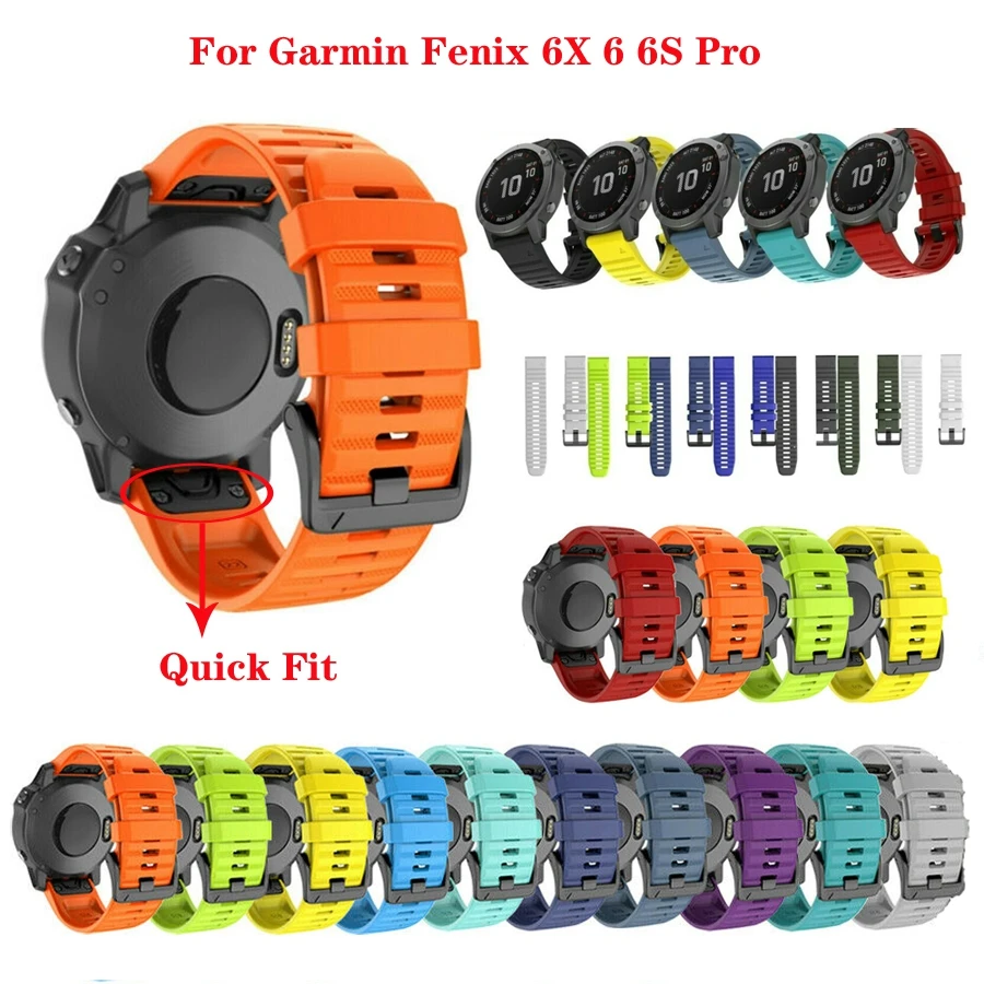 26 22 20 мм ремешок для часов Garmin Fenix 6X6 6S Pro 5 5X plus 5S 3 HR часы Quick Release силиконовый Easyfit| |