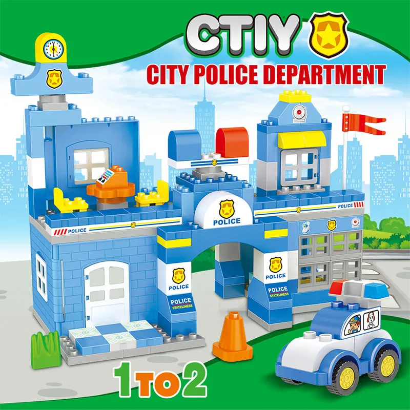 137 шт. Детский конструктор полиция|Блочные конструкторы| |