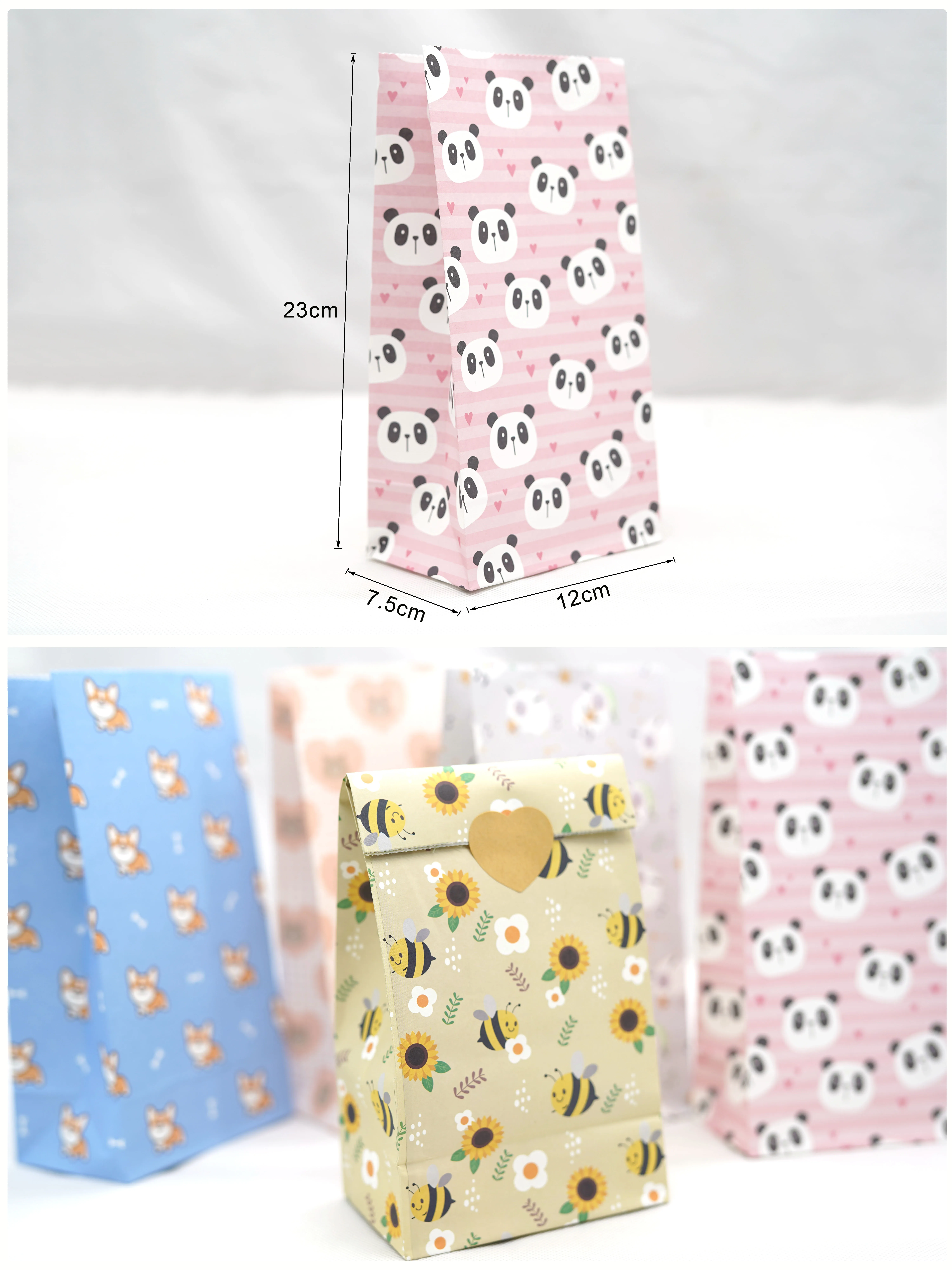 Бумажный пакет с милыми животными стоячие красочные пакеты подарочная упаковка