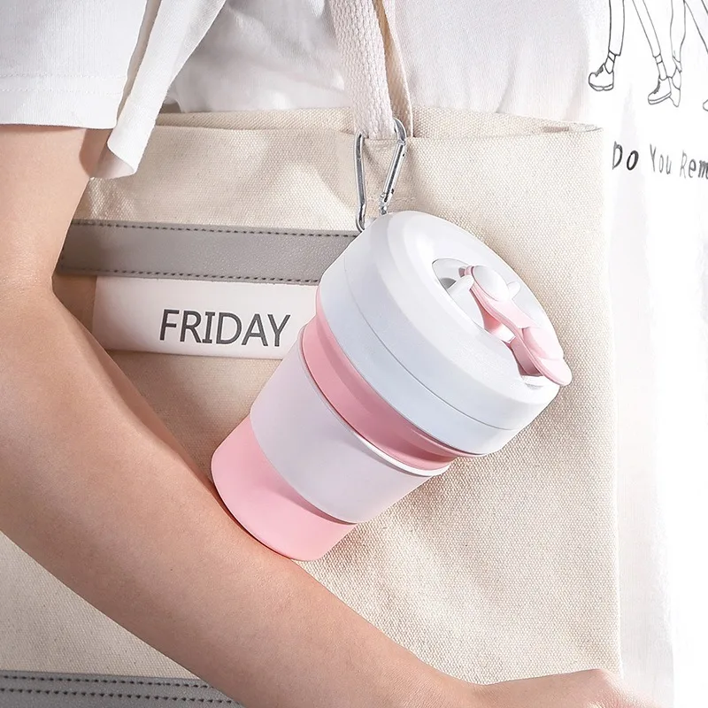 

Telescopic Silicone Folding Cup Portable Anti-fall Outdoor Travel Water Cup Creative Tea Filter Cup with Straw Foldable Cup