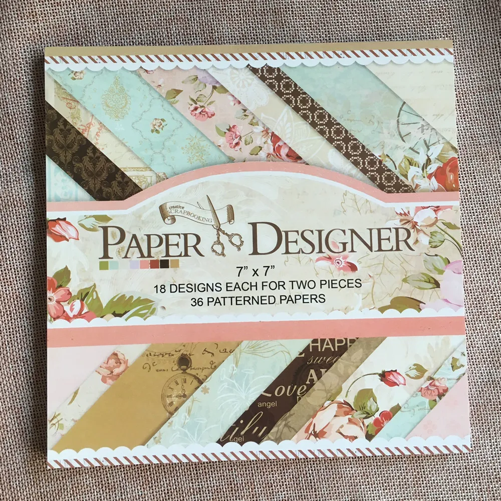 36 листов " X 7" Цветочный дизайн скрапбукинга бумага Упаковка блока промокательной почтовой бумаги ручной работы ремесло бумага ремесло фоновая панель