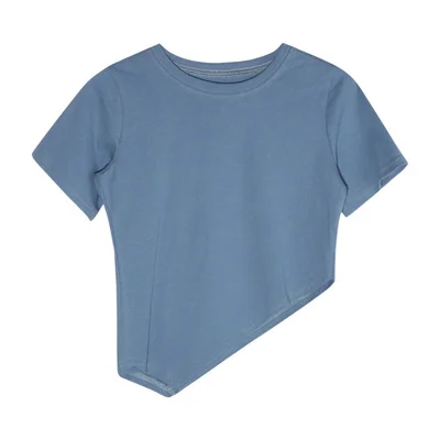 

HAN Short-sleeved T-shirt women's summer new Korean version of multi-color design, simple and versatile, irregular hem