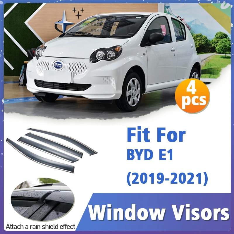 Window Visor Guard for BYD E1 2019-2021 Vent Cover Trim Awnings Shelters Protection Sun Rain Deflector Auto Accessories 4pcs