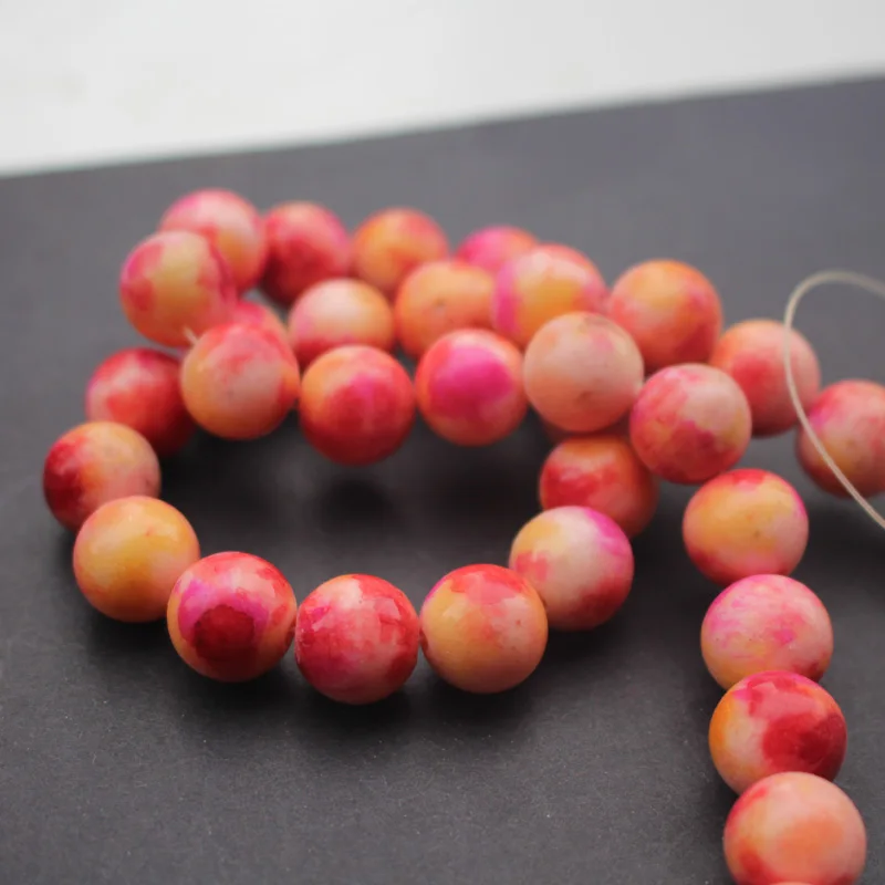 

32pcs/Lots 12mm Stone Beads Round Dyed Orange Red Color for jewelry making