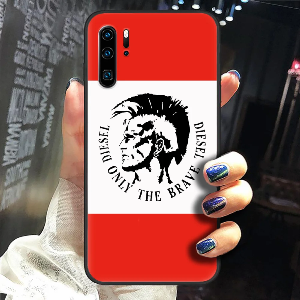 

DIESEL Luxury Fashion Brand Phone Case Cover Hull For Huawei P8 P9 P10 P20 P30 P40 Lite Pro Plus Smart Z 2019 black Back