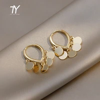 elegant metal heart shaped gold colour disc earrings for woman korean fashion jewelry gothic girls unusual earrings accessories