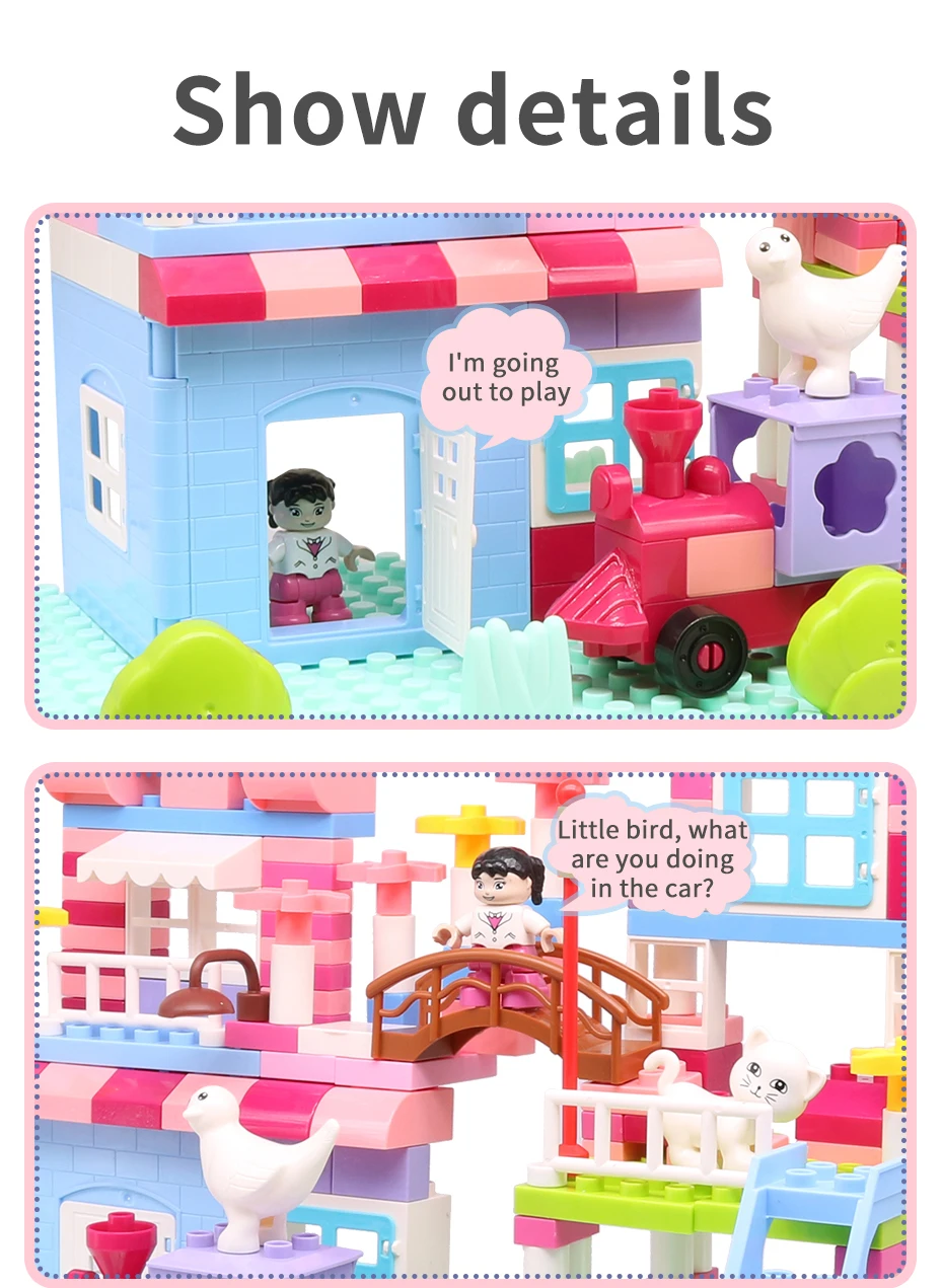 174 шт. розовый принцесса замок Строительные блоки Друзья дом Кирпичи DIY