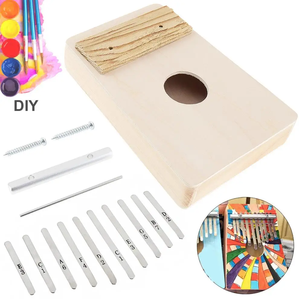 Большой палец пианино калимба DIY Kit 10 Ключ липа большого пальца пианино Mbira для картина ручной работы родителей и детей