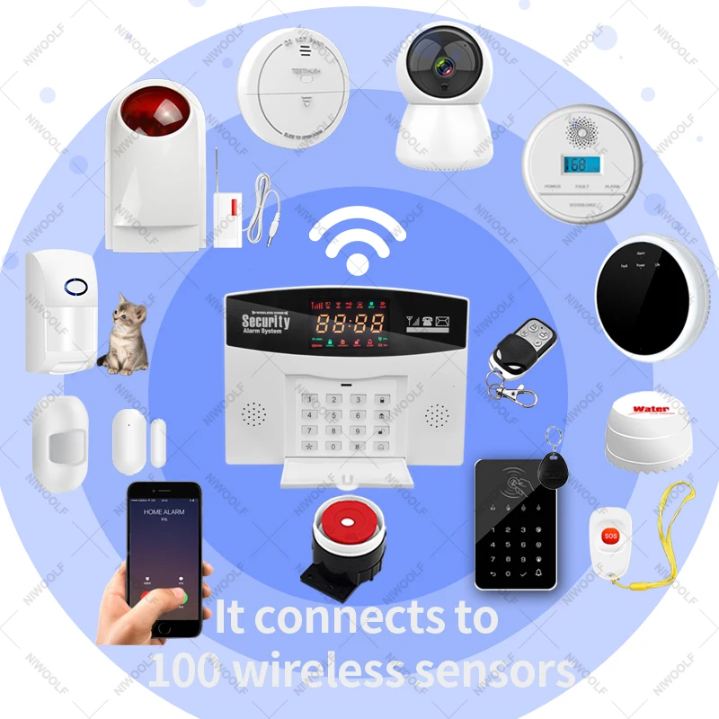 tuya wifi gsm alarm system lcd display 433mhz wireless smart home burglar security alarm app control support alexa google home free global shipping