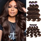 Цветные волнистые человеческие волосы, пучки, коричневые бразильские волосы, волнистые пучки, 134 штук, наращивание волос без повреждений, 10 '' - 28 'плетение волос