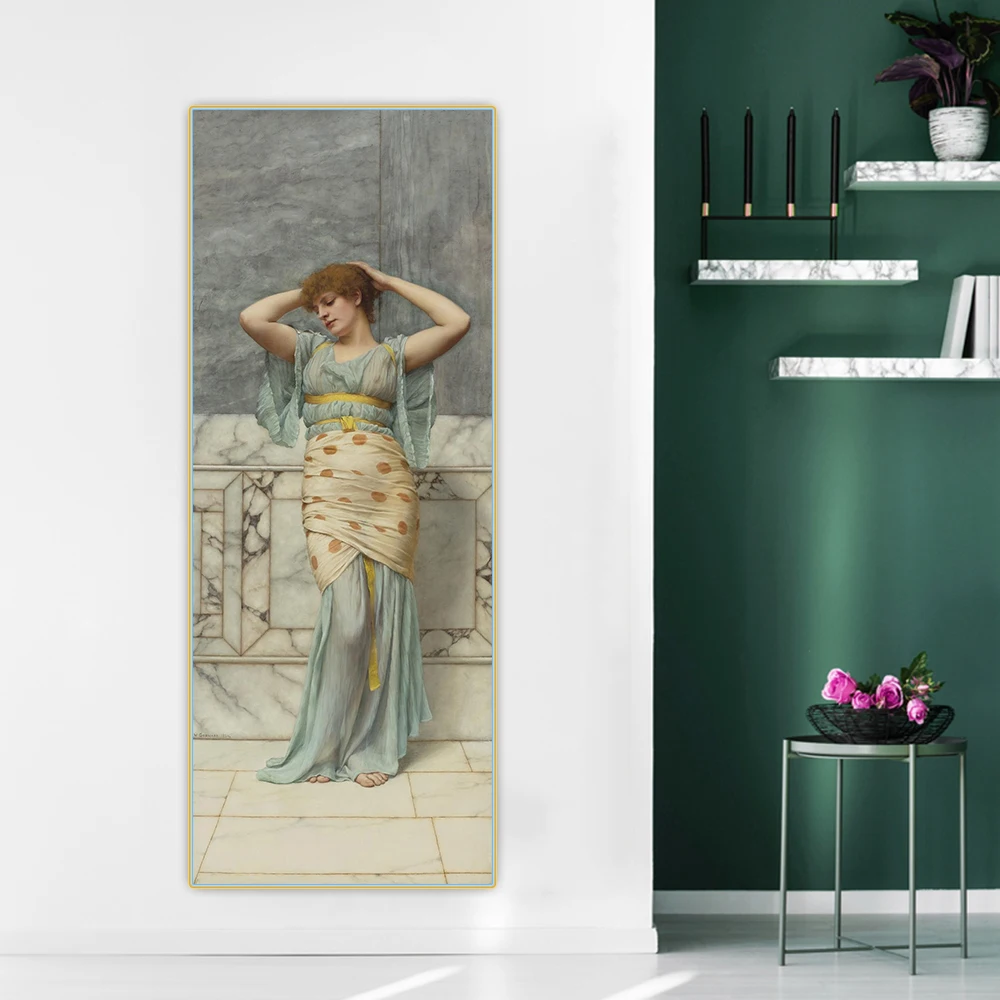 

John William Godward"Beauty In A Marble Room"Modern Posters Prints Oil Painting Canvas Wall Art Pictures For Living Room Home