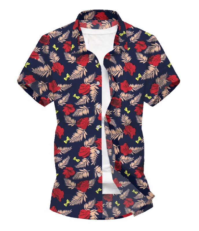 Новые летние Для мужчин's гавайская рубашка футболка с коротким рукавом мужчин