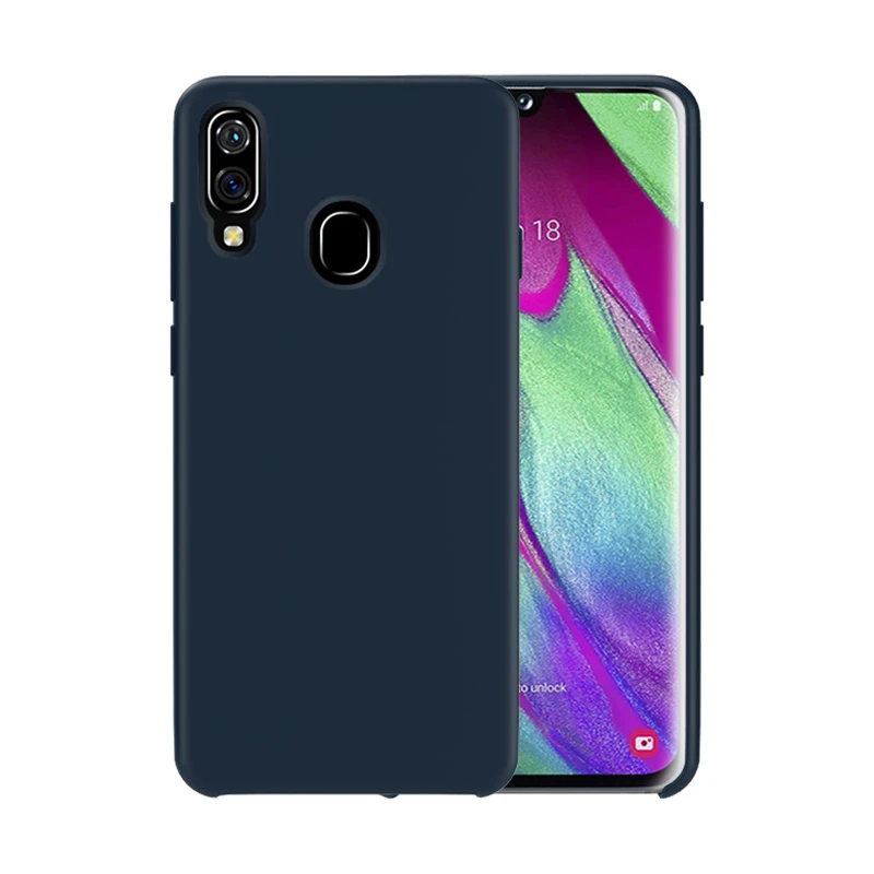 Чехол из жидкого силикона для samsung A40, Мягкий противоударный защитный чехол на заднюю панель для samsung Galaxy A70 A50 A40 A30 A20 A10, чехол Fundas - Цвет: Темно-синий