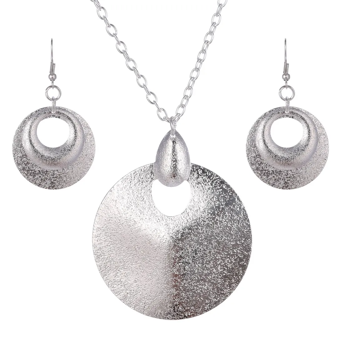 Недорогое матовое серебряное круглое ожерелье с подвеской серьги подходящие ко