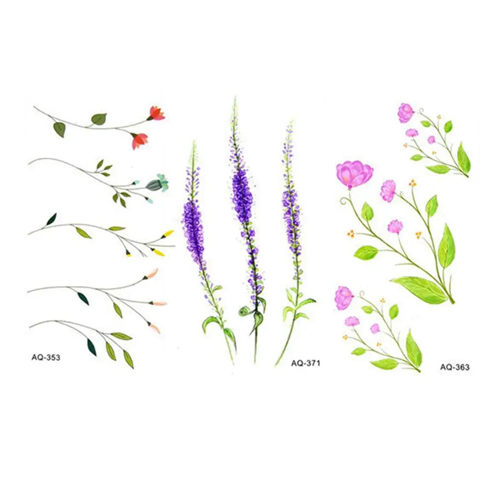 Модные милые наклейки с татуировками в виде цветов и животных боди-арт