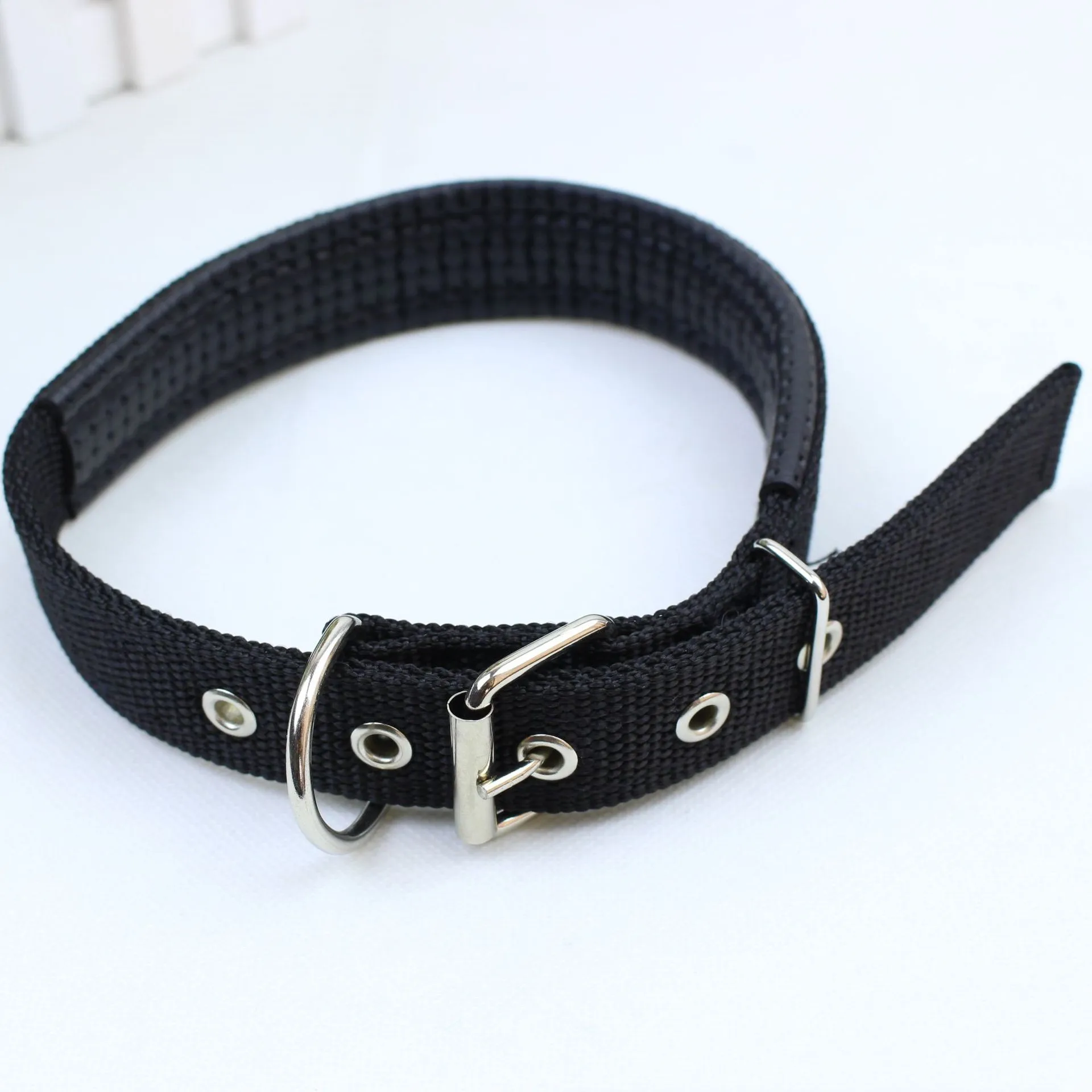black Adjustable Nylon Strap Dog Collar for Small Large Dogs Puppy Pet Accessories Leather Collar for Dogs Golden Retriever Husky Neck - Цвет: black
