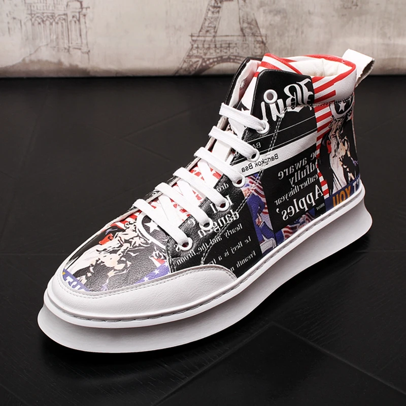 Кроссовки Stephoes мужские высокие Модные Повседневные Дышащие ботильоны с граффити