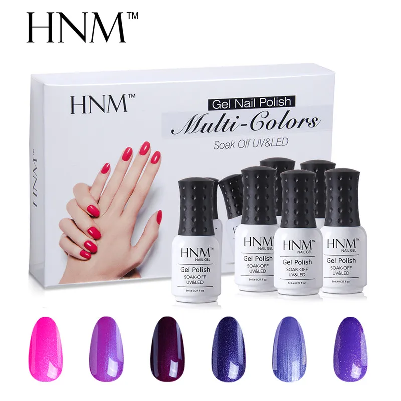 HNM 6pcs/set Nail Art Pure Color 8ML Gel Varnish Sets Nail Polish Kit Manicure UV Gel Lucky Gel Varnish Lacquer DIY For Nail Kit - Цвет: 27