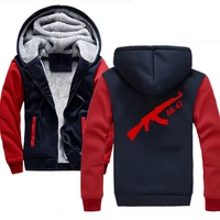 2019 new harajuku cap sweatshirt fashion streetwear kalashnikov ak47 winter hoodie men tops casual thicken zipper size m 5xl