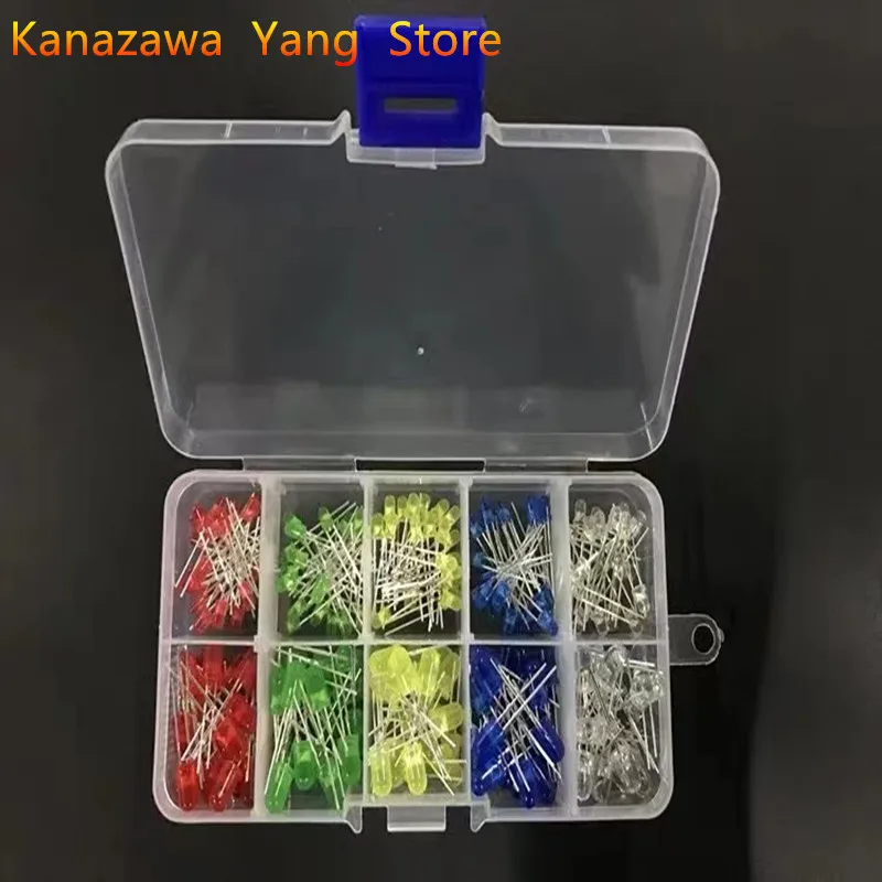A Box Of 80 Grams Of 3MM LED Light-emitting Diodes Red Yellow Green Blue White 5 Colors In Total 500 Pcs Laboratory Dedicated images - 6