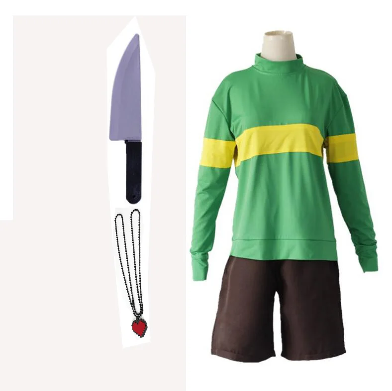 full set Игра «Undertale» для взрослых, костюм для косплея «Chara Frisk», толстовки унисекс на Хэллоуин, повседневное пальто с длинными рукавами и высоким воротником, парик - Цвет: full set