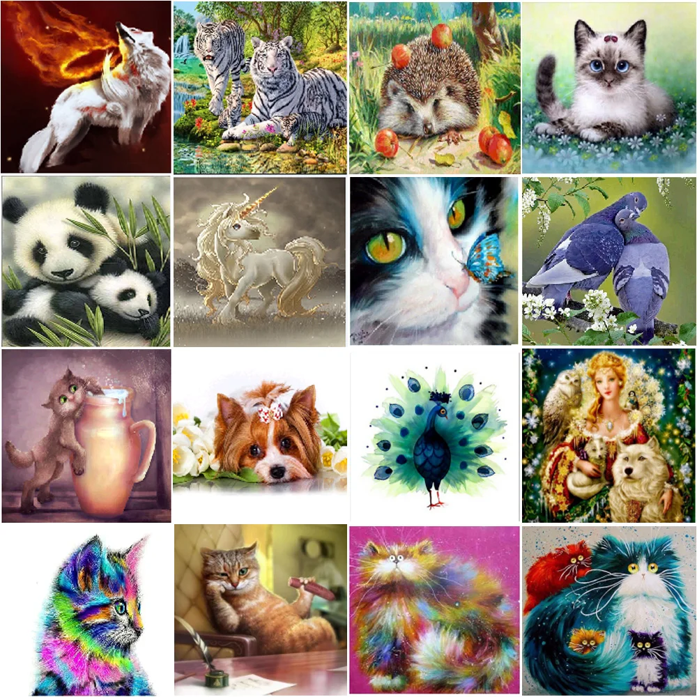 

5D DIY full circle character landscape diamond painting animal tiger cat Mosaic cross stitch Mosaic home decoration wall paste