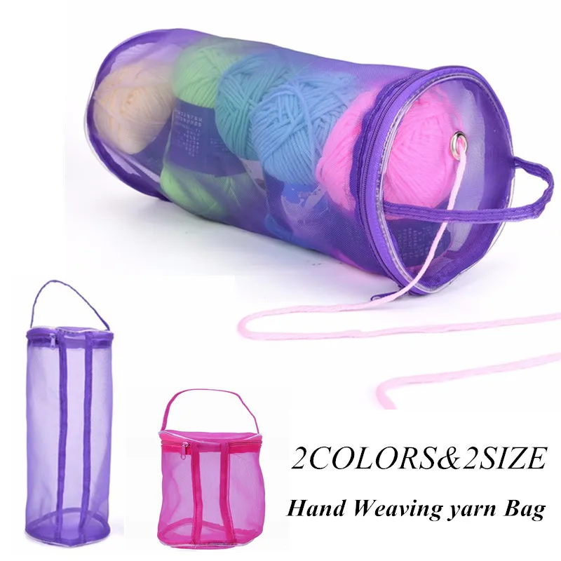 

2 Colors DIY Women Girl Hollow Large Capacity Crochet Thread Storage Bag Hand Weaving Yarn Bag Mesh Holder Weaving Knit Bag