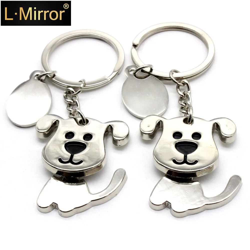 

L.Mirror 1Pcs Fashion Keychains Dog Couple Key Ring Hanging Pendant Car Key Chain Charm Bags Accessories Gift New