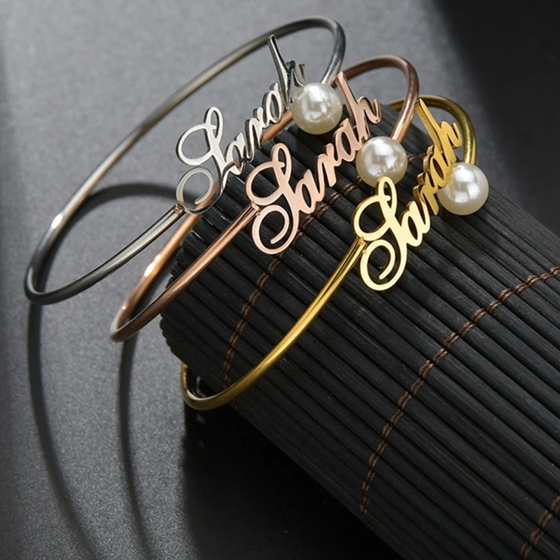 Женский браслет из нержавеющей стали Diamon с открытым жемчугом подарок на заказ 2020