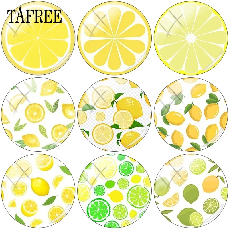 Круглый стеклянный кабошон TAFREE с изображением лимона свежих фруктов