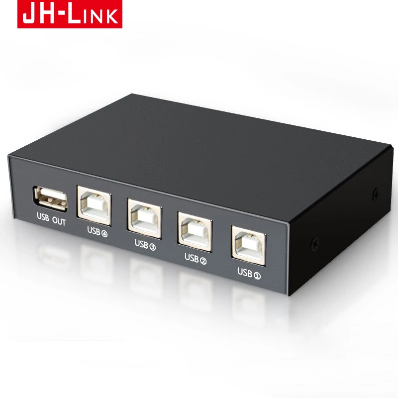 JH-LINK 4 порта USB 2 0 выключатель высококачественный переключатель хаб для ПК сканера