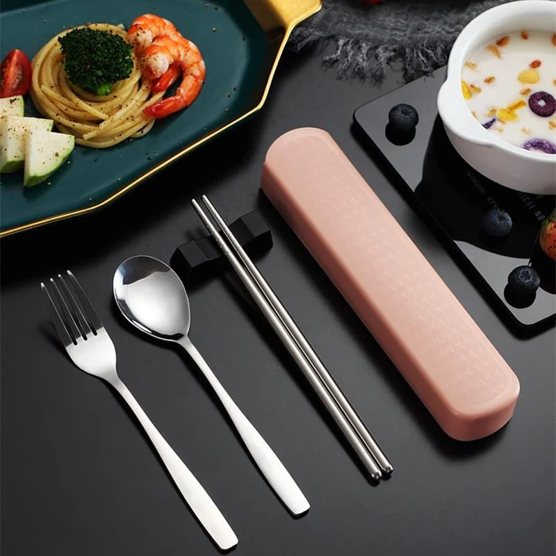 2/3 шт портативный дорожный набор посуды из нержавеющей стали столовая посуда с