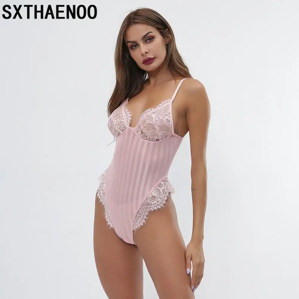 SXTHAENOO новый сексуальный кружевной боди с лямкой на шее для женщин обтягивающий