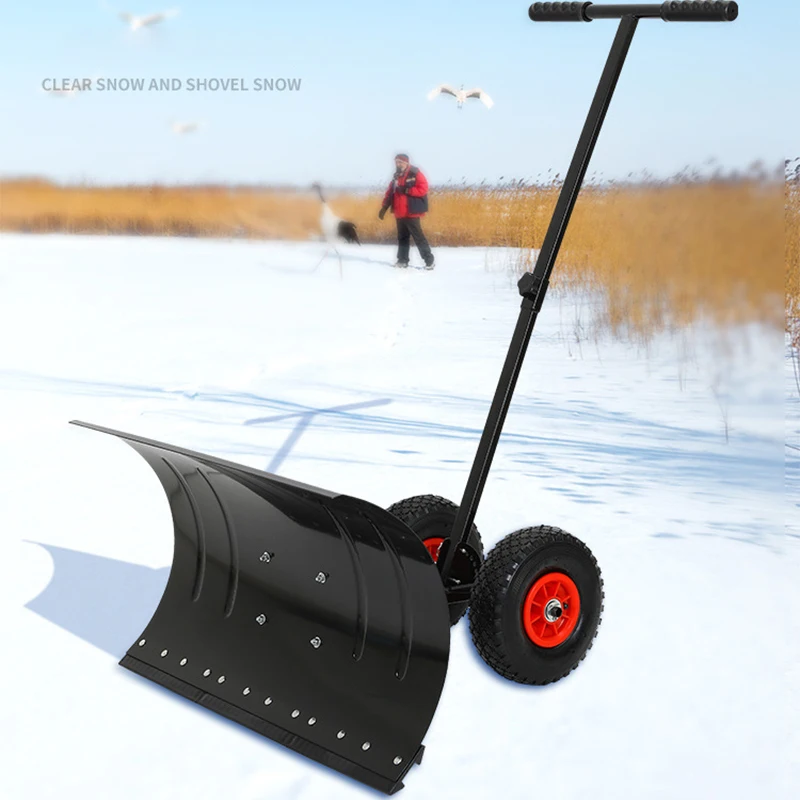 Wheeled hand push snow shovel BD-SS501 push snow board household snow plow tool vehicle snow shovel artifact snow plow