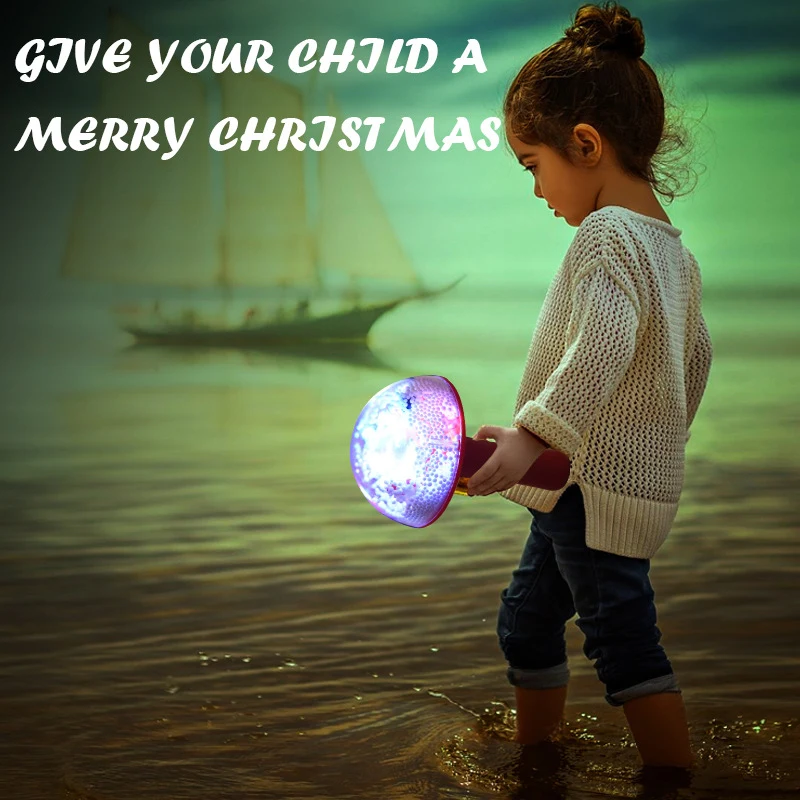 

1.2 V Christmas Children LED Handheld Light Mushroom Shape Spin Toy Gift for Kids C44