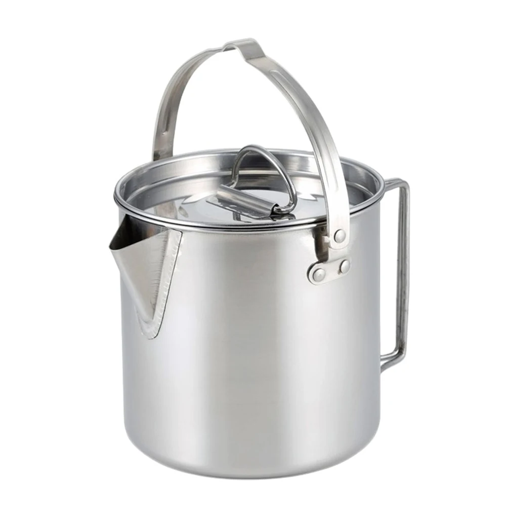 

Outdoor Steel Kettle Folding Camping Hanging Portable Pot Coffee Pot Picnic Cooker Teapot 1.2L