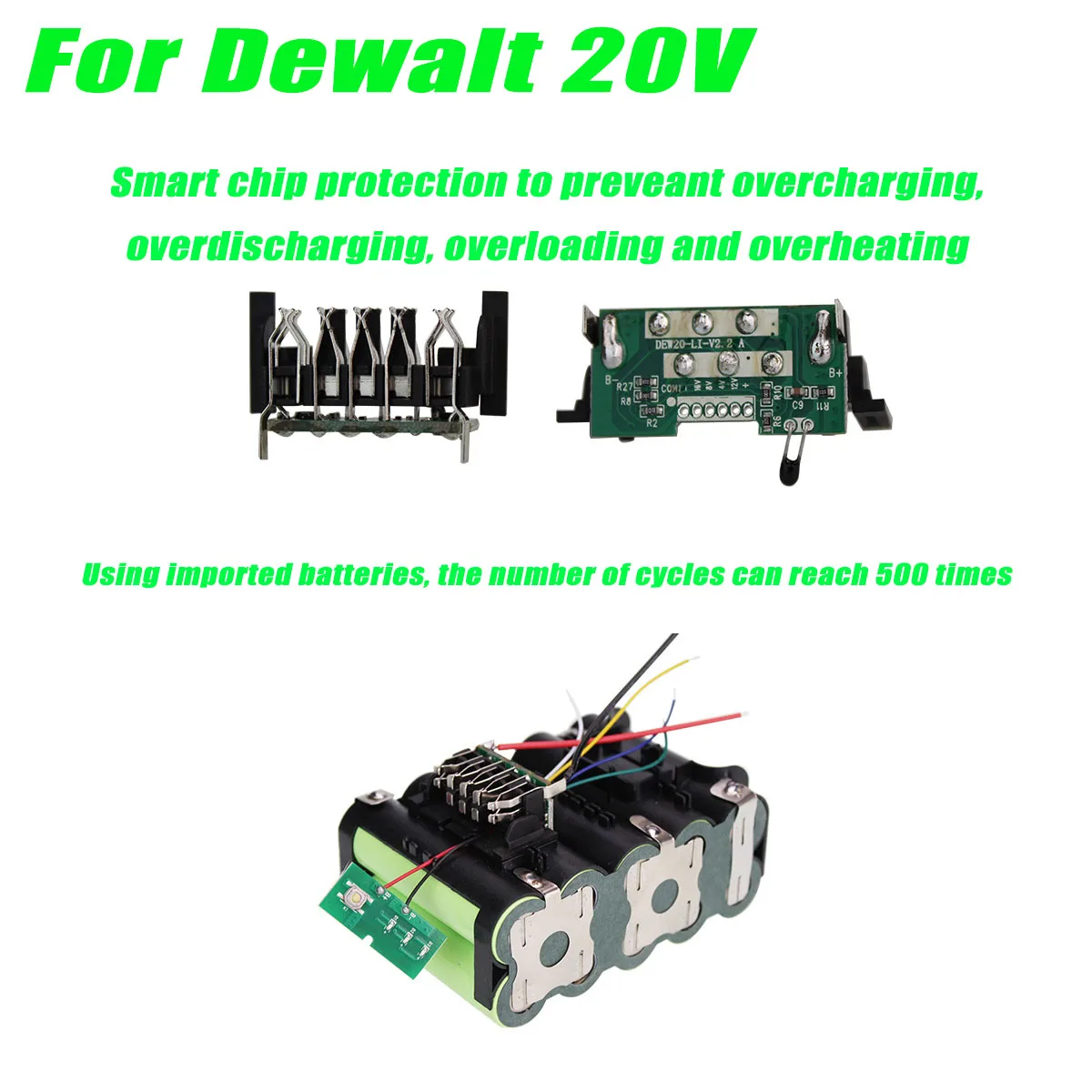 Перезаряжаемая литиевая батарея для инструментов DEWALT 18 в 20 6000 мАч совместима с