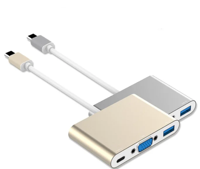 

Адаптер-разветвитель, адаптер-Разветвитель USB/PD, Type-C папа-VGA (мама) + USB3.0 (мама) + type c USB3.1 мама (PD) для Apple MacBook