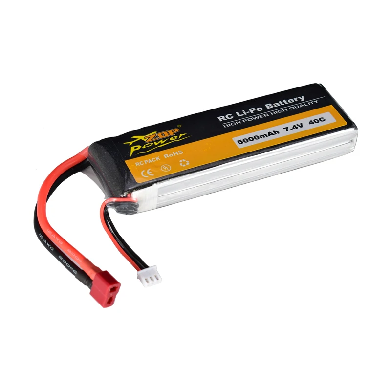 

New ZOP Power 7.4V 5000mAh 40C 2S Lipo Battery T Plug Rechargeable Battery for RC Racing Drone Quadcopter Helicopter Car Boat