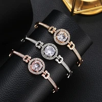 bohemian silver color rose gold women bracelet simple crystal zircon round charm bracelet wedding 2020 new jewelry accessories
