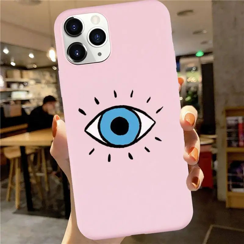 

Evil eye Mysterious Blue Totem Phone Case Candy Color for iPhone 6 7 8 11 12 s mini pro X XS XR MAX Plus