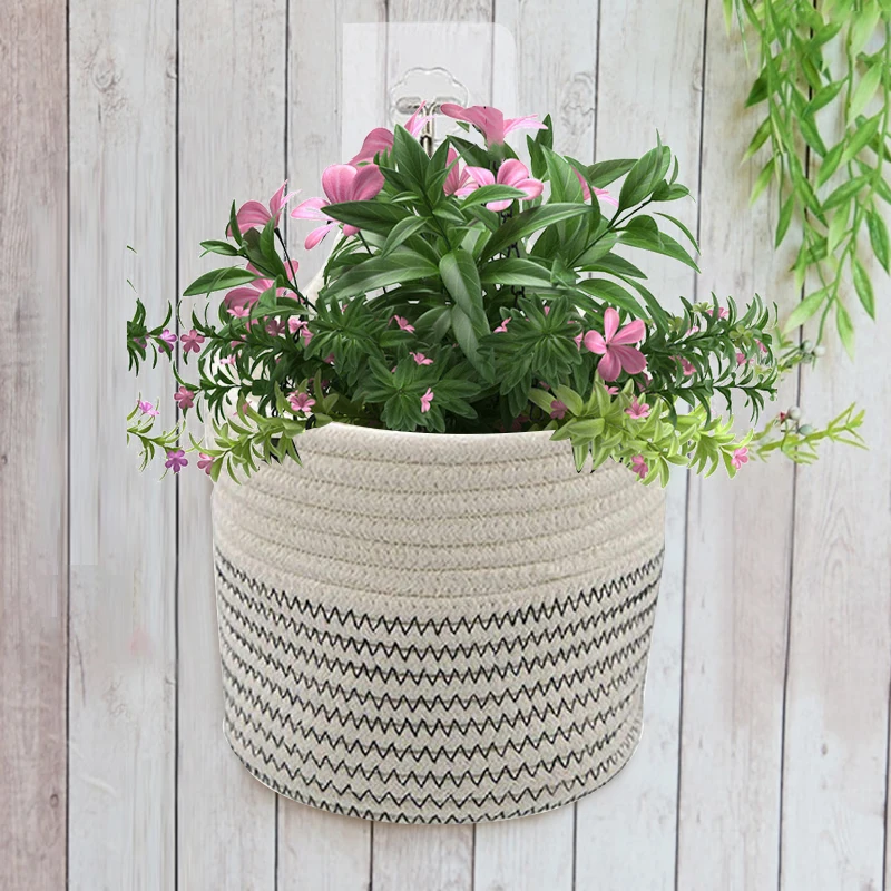 

Cotton Rope Woven Flower Basket Flowerpot Basket Flower Basket Round Storage Basket Home Decor Laundry Basket Storage Box
