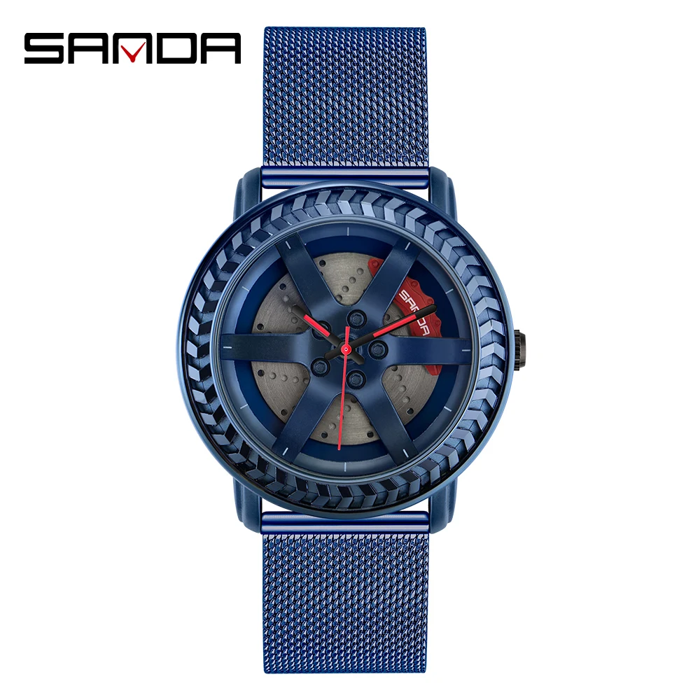 

SANDA Fashion New Men Watch Creative Wheel Dial Wristwatch Live Waterproof Quartz Movement Gift Watches Relogio Masculino 1050